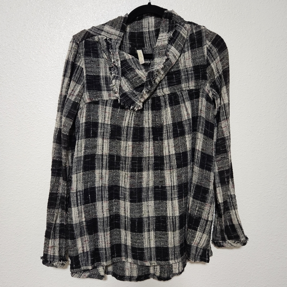 Free People plaid dark academia style top with thumb holes